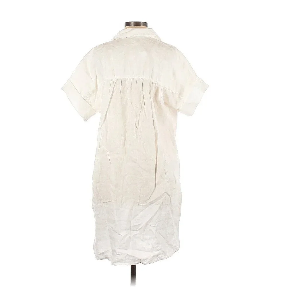NWT J.Crew Relaxed-fit Short-sleeve White Baird McNutt Irish Linen Shirtdress XS